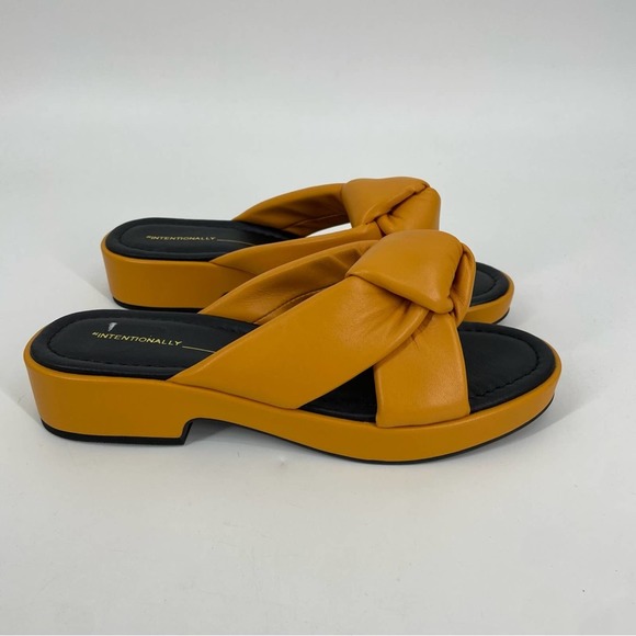 Intentionally Blank Romi Sandal Slip On Knotted Twist Strap Comfort Orange 9 - Picture 4 of 7